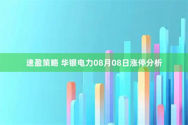 速盈策略 华银电力08月08日涨停分析